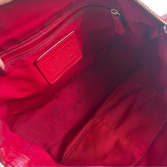 COACH Red Leather Kelsey Prairie Satchel Tote Crossbody - Picture 8 of 10